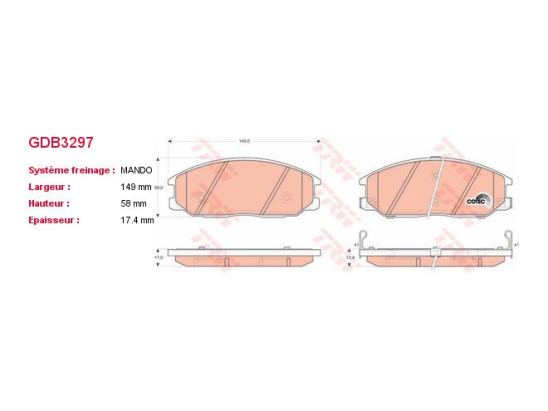 Plaquettes TRW GDB3297