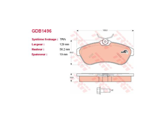 Plaquettes TRW GDB1496