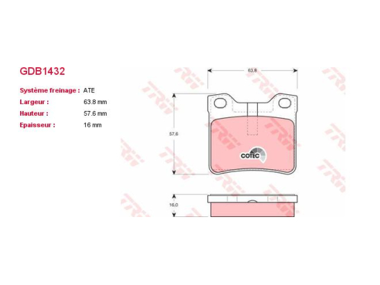 Plaquettes TRW GDB1432