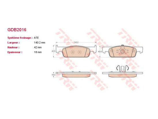 Plaquettes TRW GDB2016