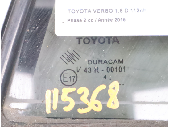 Vitre fixe porte arrière droite occasion TOYOTA VERSO Phase 2 - 1.6 D 112ch D-4D