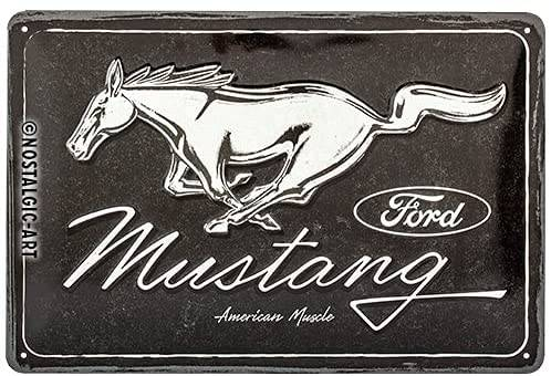PLAQUE FORD MUSTANG - HORSE LOGO BLACK