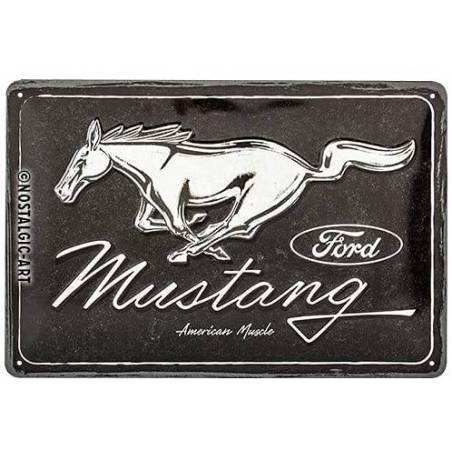 PLAQUE FORD MUSTANG - HORSE LOGO BLACK