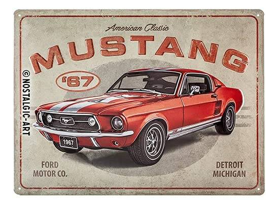 PLAQUE FORD MUSTANG - GT 1967 RED