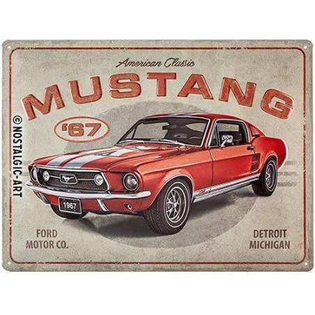 PLAQUE FORD MUSTANG - GT 1967 RED