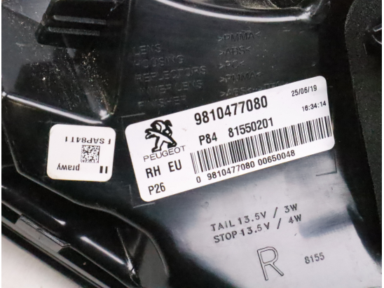 Feu arrière droit occasion PEUGEOT 3008 II Phase 1 - 1.5 BlueHDI 130ch