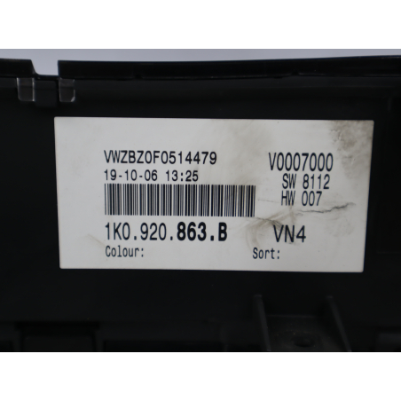 Bloc compteurs occasion VOLKSWAGEN GOLF PLUS Phase 1 - 1.9 TDI 105ch