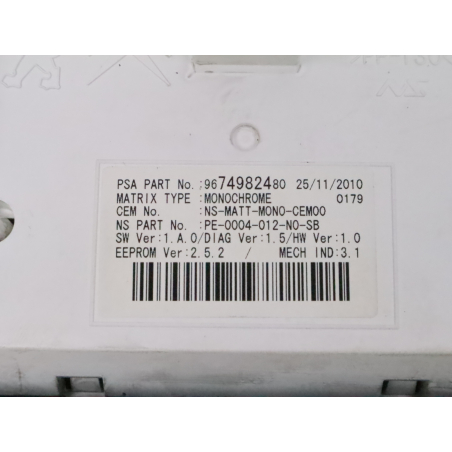 Bloc compteurs occasion PEUGEOT 3008 I Phase 1 - 2.0 HDI 163ch