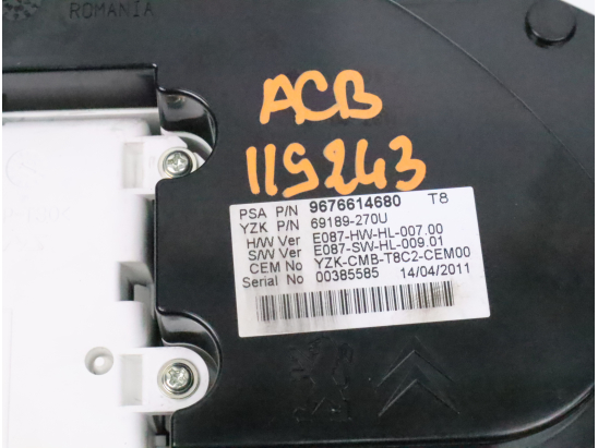 Bloc compteurs occasion PEUGEOT 3008 I Phase 1 - 2.0 HDI 163ch