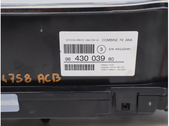 Bloc compteurs occasion PEUGEOT 208 II Phase 1 - 1.5 BlueHDi 100ch