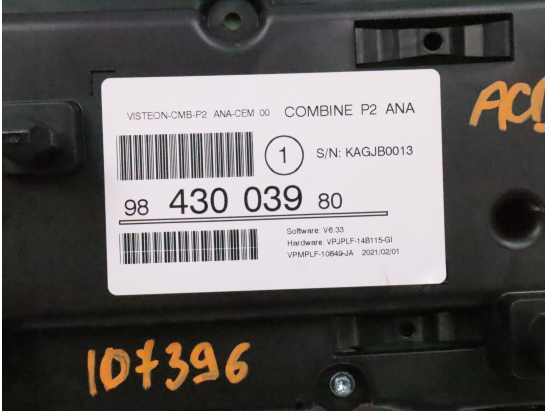 Bloc compteurs occasion PEUGEOT 208 II Phase 1 - 1.5 BlueHDi 100ch