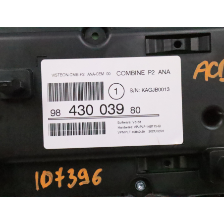 Bloc compteurs occasion PEUGEOT 208 II Phase 1 - 1.5 BlueHDi 100ch