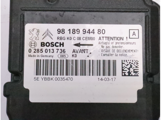 Boitier pyrotechnique occasion PEUGEOT EXPERT III phase 1 - 1.6 BLUEHDI 115ch