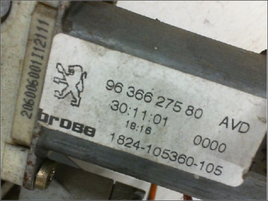 Mecanisme + moteur lève-glace avant droit occasion PEUGEOT 206 Phase 1 - 1.6i 16v