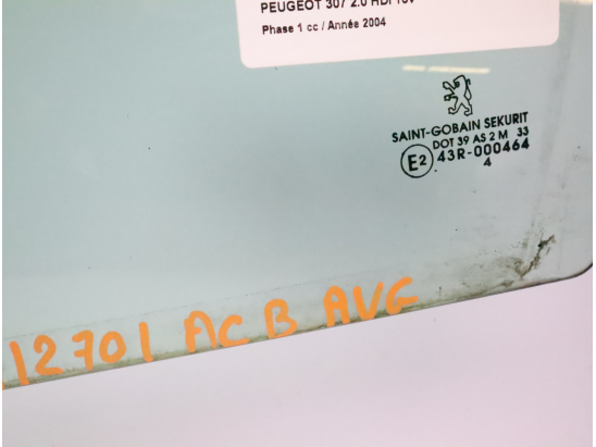 Glace porte av g occasion PEUGEOT 307 Phase 1 - 2.0 HDI 16v 136ch