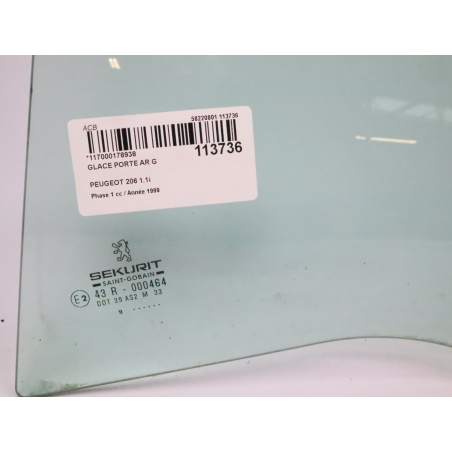 Glace porte ar g occasion PEUGEOT 206 Phase 1 - 1.1i