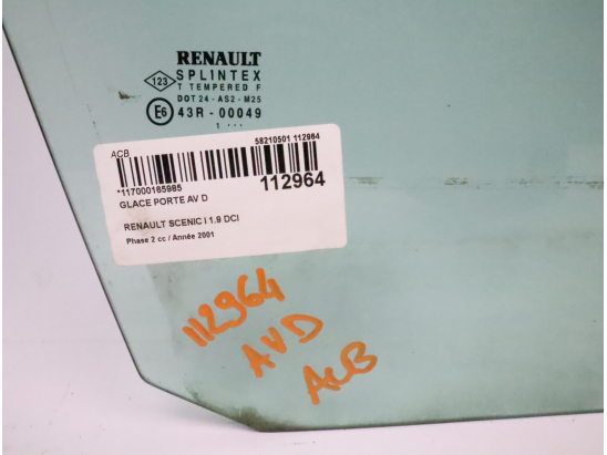 Glace porte av d occasion RENAULT MEGANE SCENIC I Phase 2 - 1.9 DCI