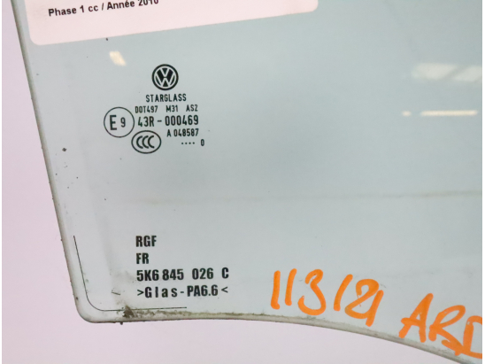 Glace porte ar d occasion VOLKSWAGEN GOLF VI Phase 1 - 2.0 TDI 140ch