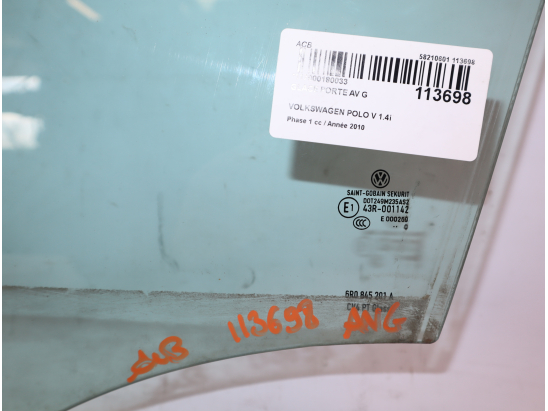 Glace porte av g occasion VOLKSWAGEN POLO V Phase 1 - 1.4i 85ch