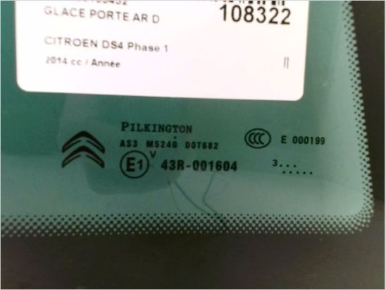 Glace porte ar d occasion CITROEN DS4 Phase 1 - 1.6 THP 160ch