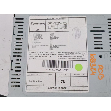 Autoradio occasion CHEVROLET AVEO I Phase 1 - 1.2i 16v