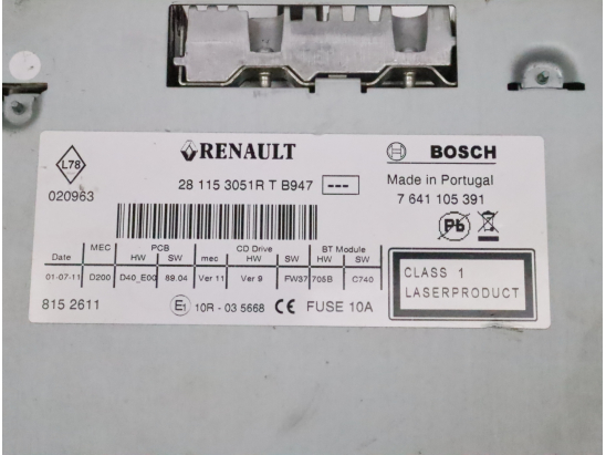 Autoradio occasion RENAULT MEGANE III Phase 1 - 1.5 DCI 110ch