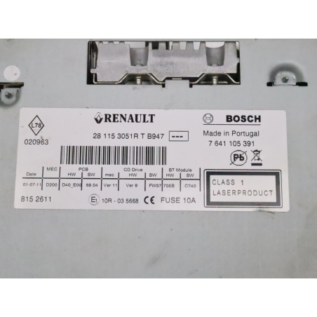 Autoradio occasion RENAULT MEGANE III Phase 1 - 1.5 DCI 110ch