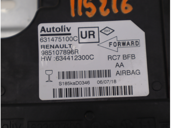 Boitier pyrotechnique occasion RENAULT MEGANE IV Phase 1 - 1.5 DCI 8v 110ch