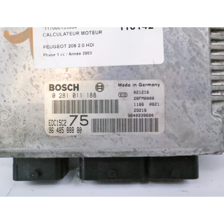 Calculateur moteur occasion PEUGEOT 206 Phase 1 - 2.0 HDI