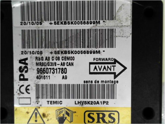 Boitier pyrotechnique occasion CITROEN C3 I Phase 2 - 1.4 HDi 70ch