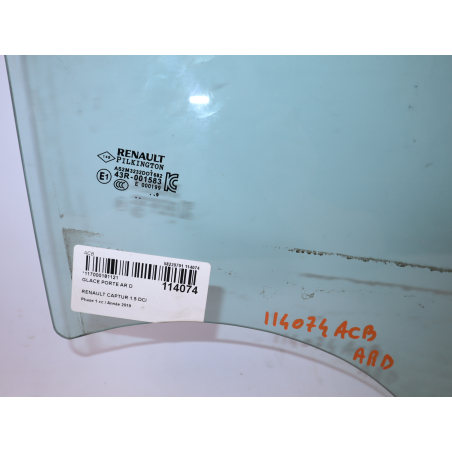 Glace porte ar d occasion RENAULT CAPTUR Phase 1 - 1.5 DCI 90ch