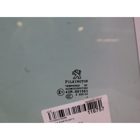 Glace porte ar d occasion PEUGEOT 208 Phase 1 - 1.4 HDI 68ch