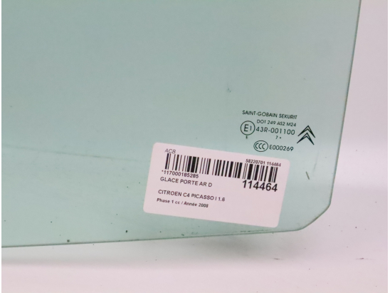 Glace porte ar d occasion CITROEN C4 PICASSO I Phase 1 - 1.6 HDi 16v 110ch