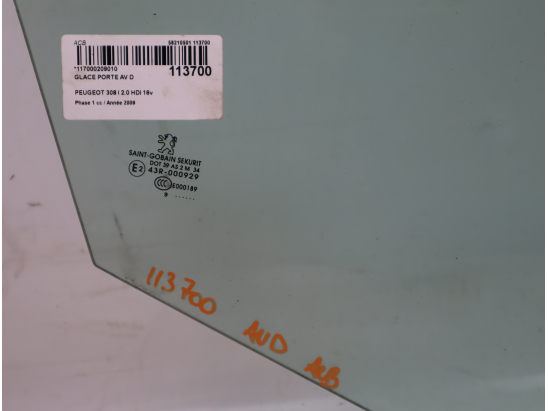 Glace porte av d occasion PEUGEOT 308 I Phase 1 - 2.0 HDI 16v 140ch