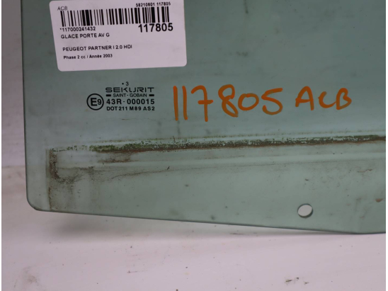 Glace porte av g occasion PEUGEOT PARTNER I Phase 2 - 2.0 HDI