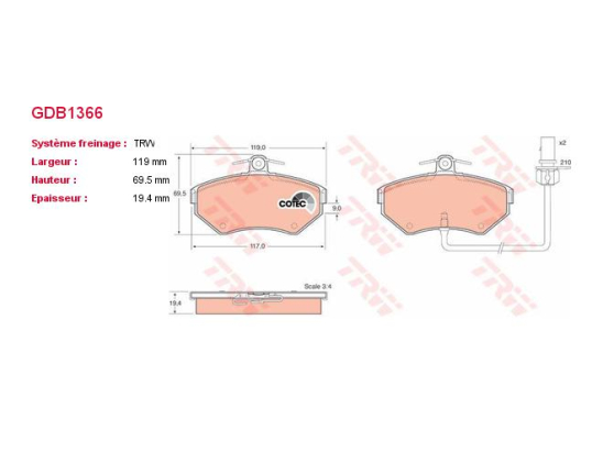 Plaquettes TRW GDB1366