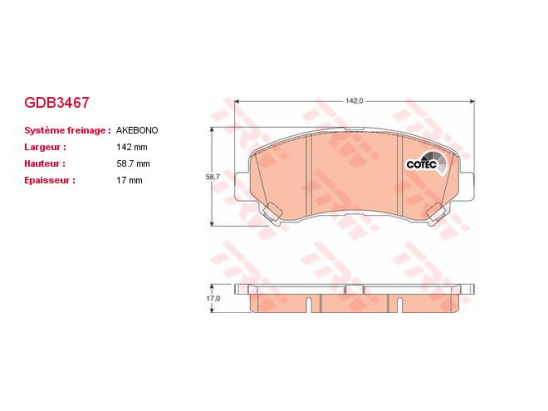 Plaquettes TRW GDB3467