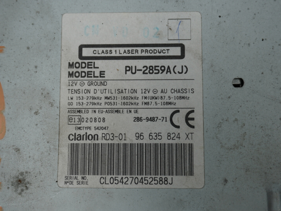 Autoradio occasion PEUGEOT PARTNER I Phase 2 - 1.6 HDI 16v 90ch