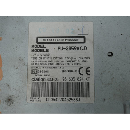 Autoradio occasion PEUGEOT PARTNER I Phase 2 - 1.6 HDI 16v 90ch