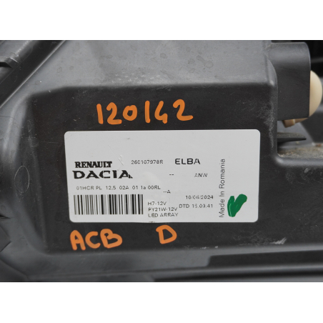 Phare droit occasion DACIA JOGGER Phase 2 - 1.6i EH 90ch