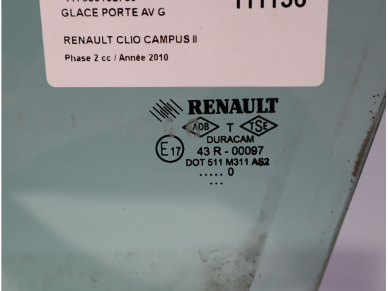 Glace porte av g occasion RENAULT CLIO CAMPUS II Phase 2 - 1.5 DCI 65ch
